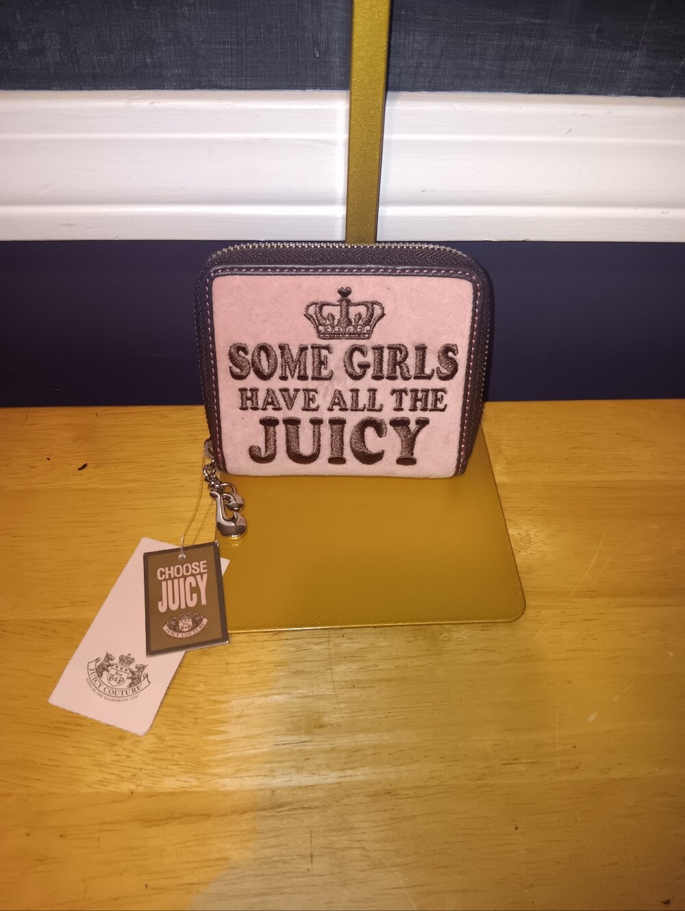 Juicy Couture Vintage Y2k Pink Velour Small Zippy Wallet With Tags